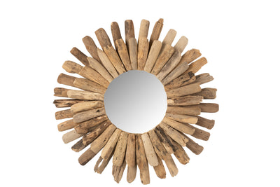 Mirror Round Driftwood Natural Large