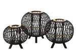 Lantern Globe On Foot Bamboo Black/Natural Large