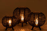 Lantern Globe On Foot Bamboo Black/Natural Large