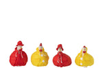 Chicken Raincoat Ceramic Red/Yellow Small Assortment Of 4