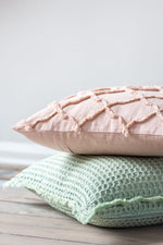 Pillow Wavy Squares Cotton Light Pink