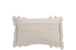 Cushion Rectangle Tasseled Cotton White