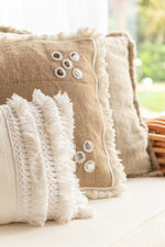 Cushion Rectangle Tasseled Cotton White