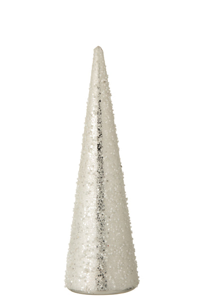 Cone Pearl Glass White/Silver Small