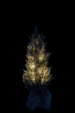 Christmas tree+Led+Pot Jute Plastic Snowy Green Medium - (87308)