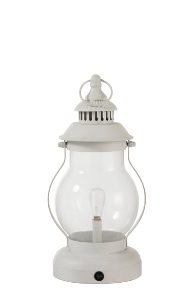 Lamp Led Lantern Metal/Glass White - (92287)